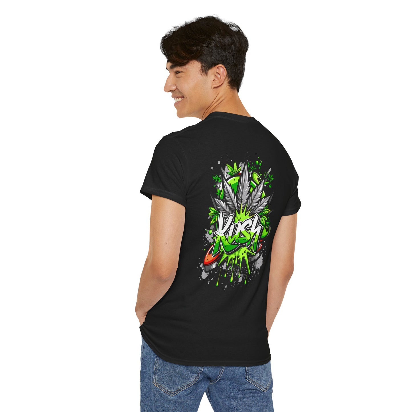 Kush Graffiti T-Shirt — Green Cannabis Leaf Street Art Tee