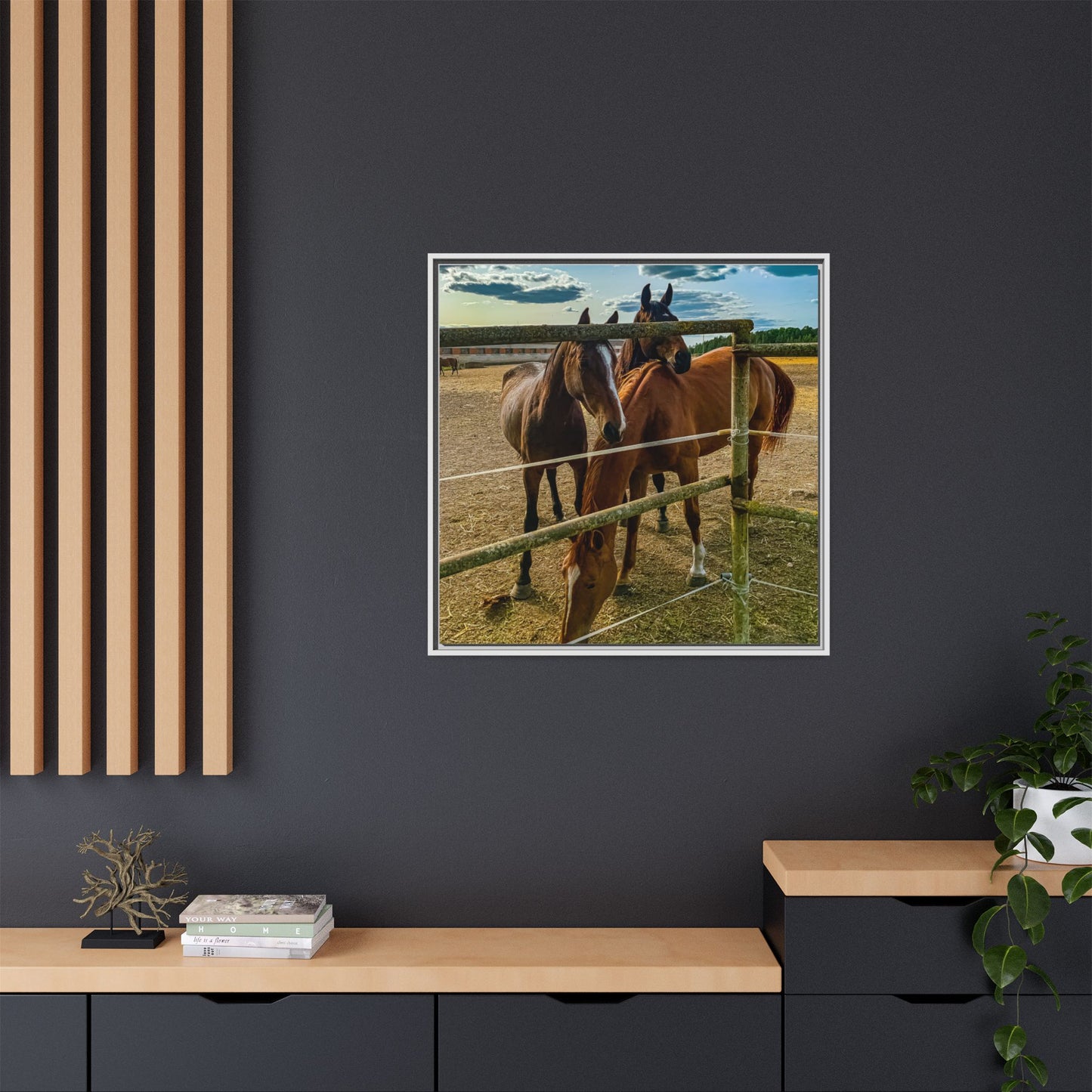 Horses Matte Canvas, Framed (Multi-color)