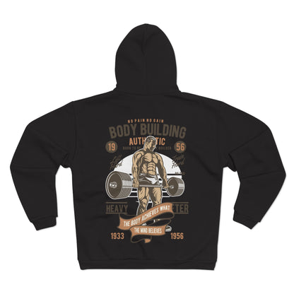 Vintage Bodybuilding Unisex Hooded Zip Sweatshirt