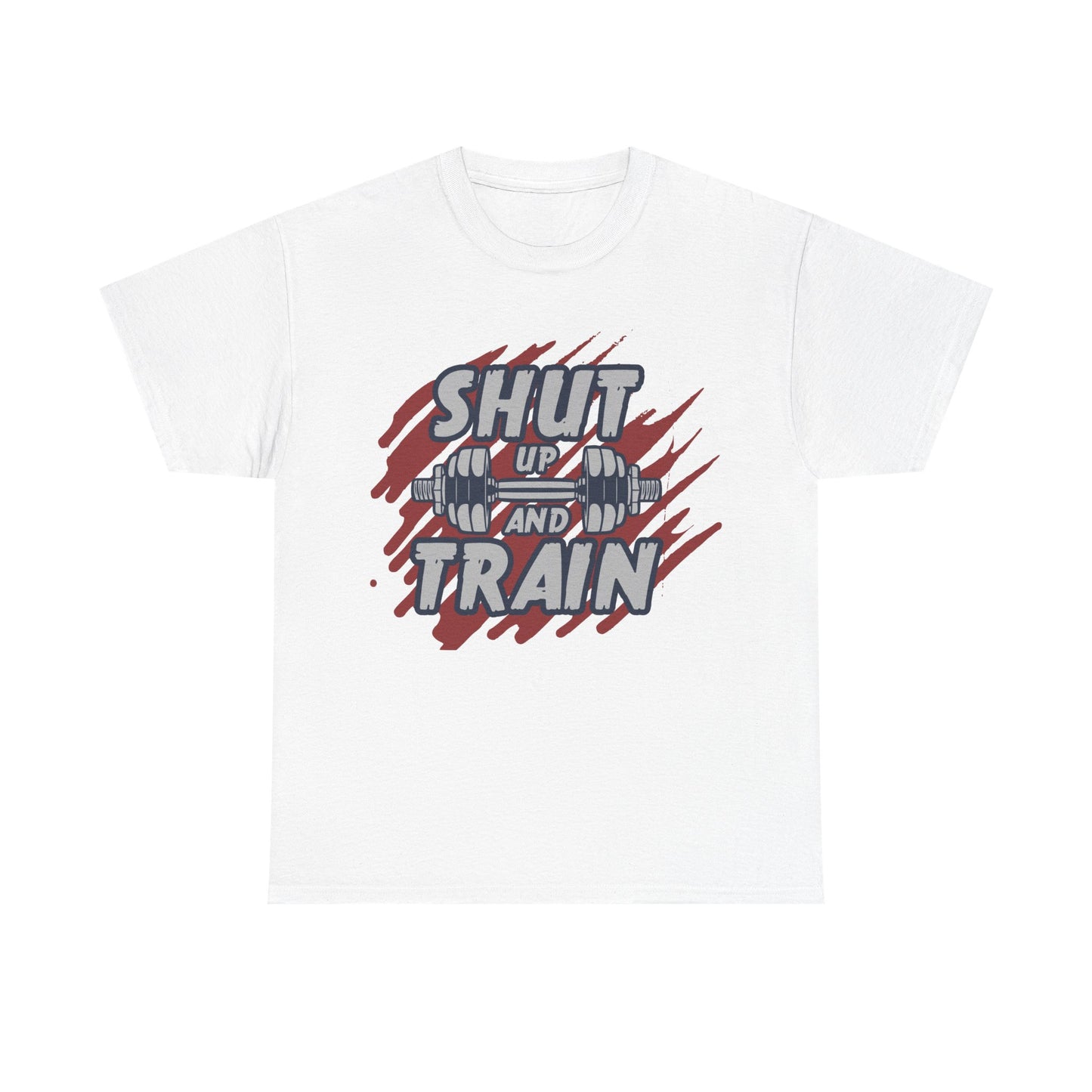 Motivational Workout Tee - 'Shut Up and Train' Unisex Heavy Cotton T-Shirt