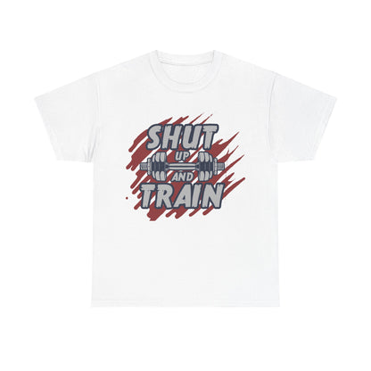 Motivational Workout Tee - 'Shut Up and Train' Unisex Heavy Cotton T-Shirt