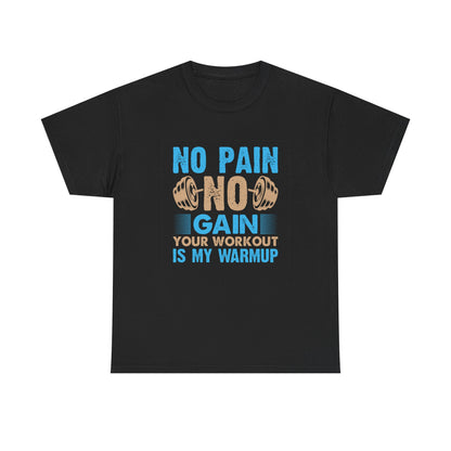 Unisex Heavy Cotton Tee - "No Pain, No Gain" Fitness Motivational Shirt