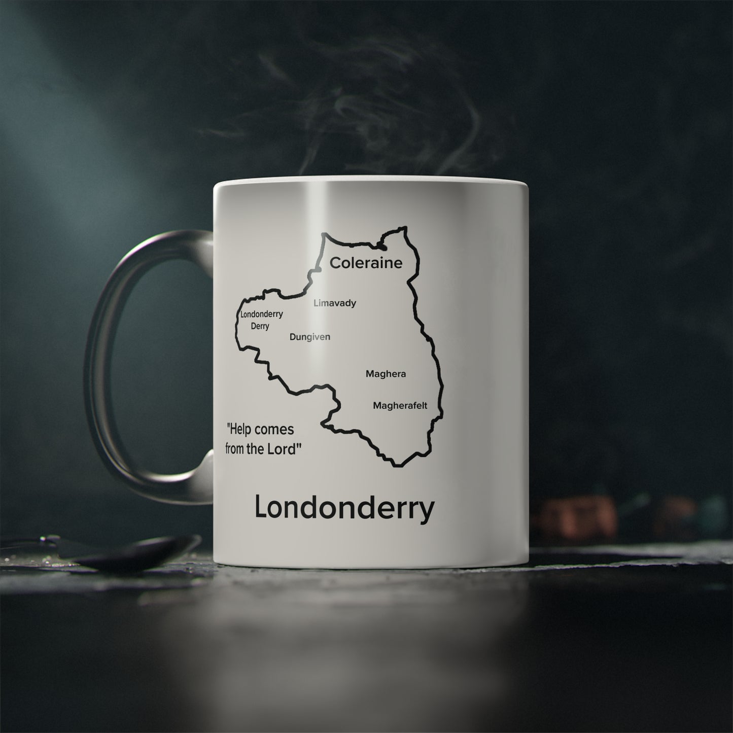 Londonderry Magic Mug: Color - Changing Coffee Cup with Artistic Map Design