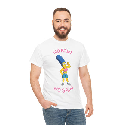 Marge No Pain No Gain White Unisex Heavy Cotton Tee