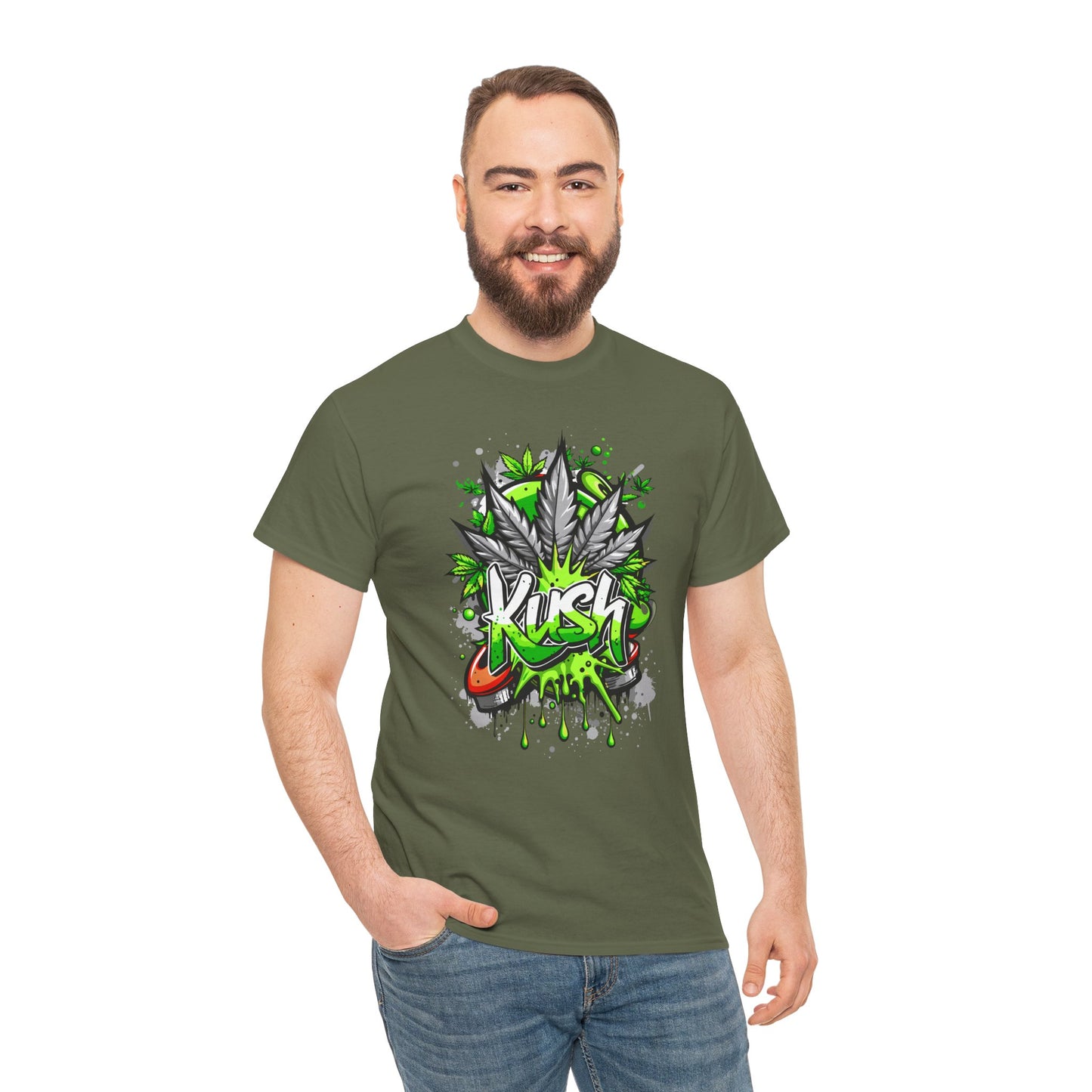 Kush Graffiti T-Shirt — Green Cannabis Leaf Street Art Tee