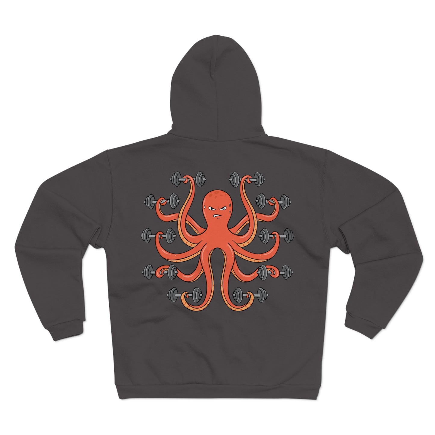Muscle Octopus Unisex Hooded Zip Sweatshirt - Fun Workout Hoodie for Fitness Enthusiasts