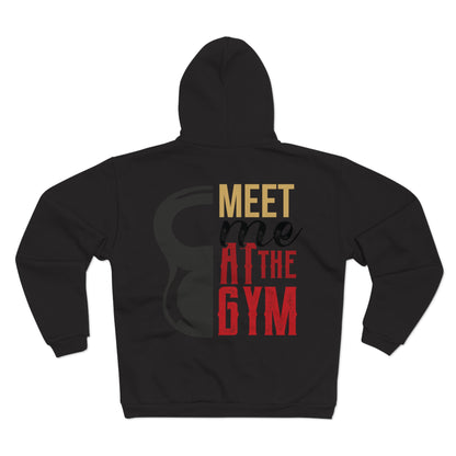 Meet Me at the Gym Unisex Hooded Zip Sweatshirt - Workout Apparel for Fitness Enthusiasts