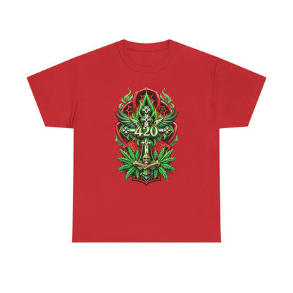420 Cannabis Shield T-Shirt – Marijuana Leaf Stoner Graphic Tee
