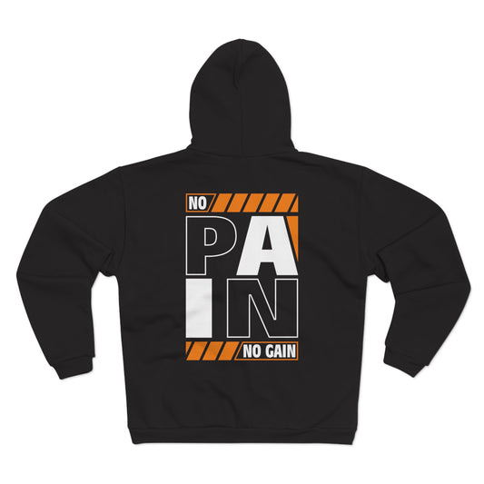 Unisex Zip Sweatshirt - "No Pain No Gain" Gym Motivation