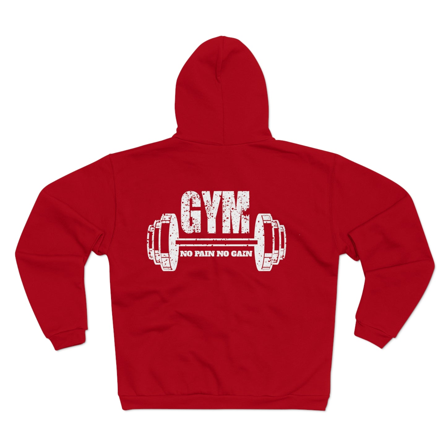 Unisex Hooded Zip Sweatshirt - "No Pain No Gain" Gym Pullover