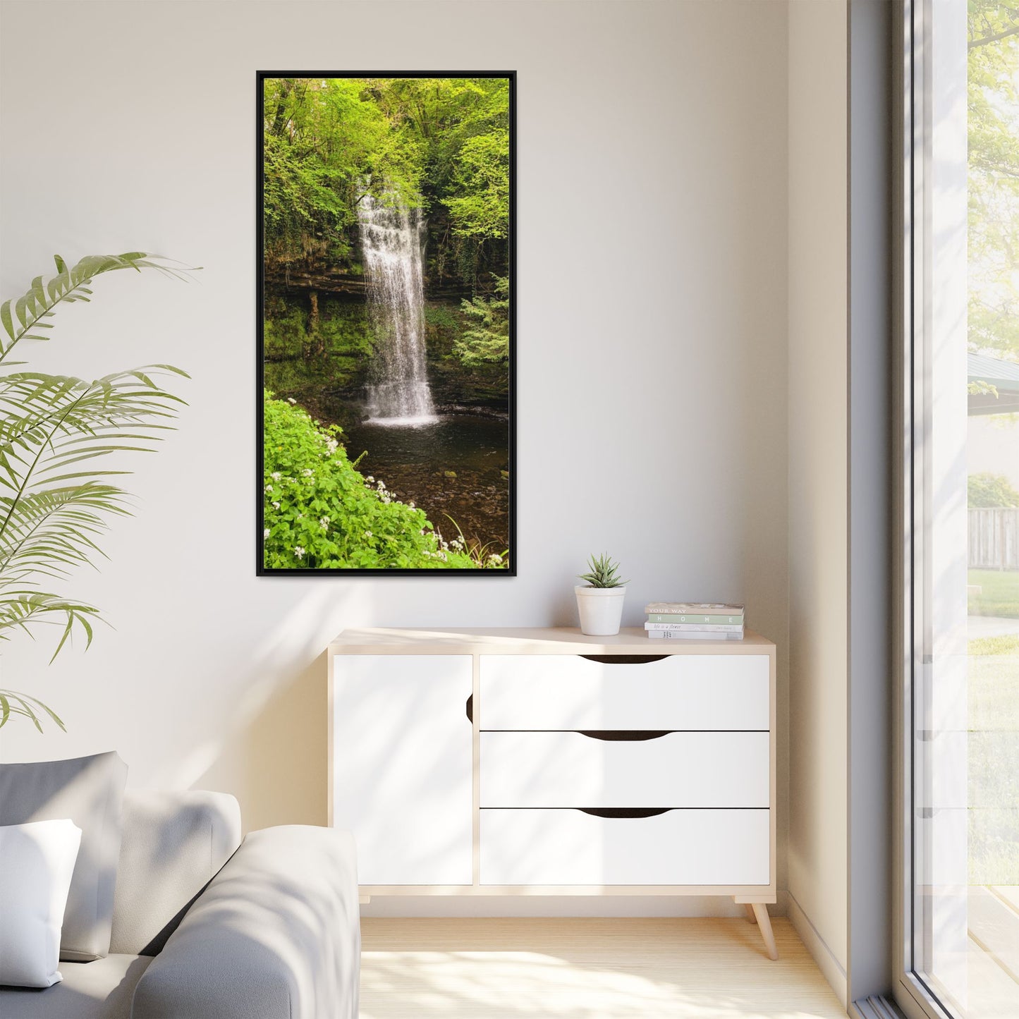 Glacer Waterfall Matte Canvas, Framed (Multi-color)