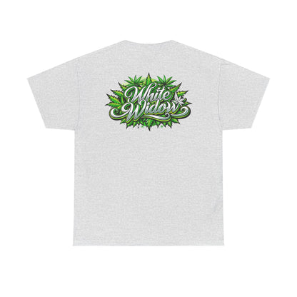 White Widow Graphic Tee — Cannabis Leaf Logo T-Shirt