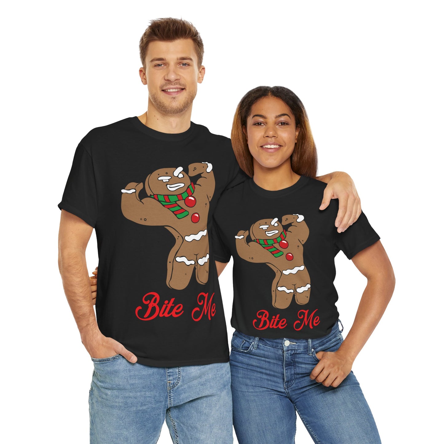 Funny Gingerbread Cookie Tee - Bite Me Christmas Shirt Black