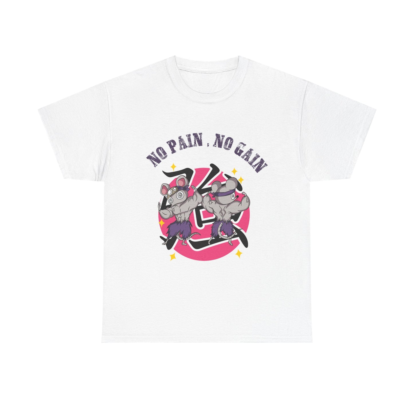 Motivational Unisex Heavy Cotton Tee - 'No Pain, No Gain' Fitness T-Shirt White