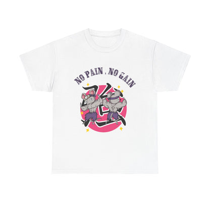 Motivational Unisex Heavy Cotton Tee - 'No Pain, No Gain' Fitness T-Shirt White