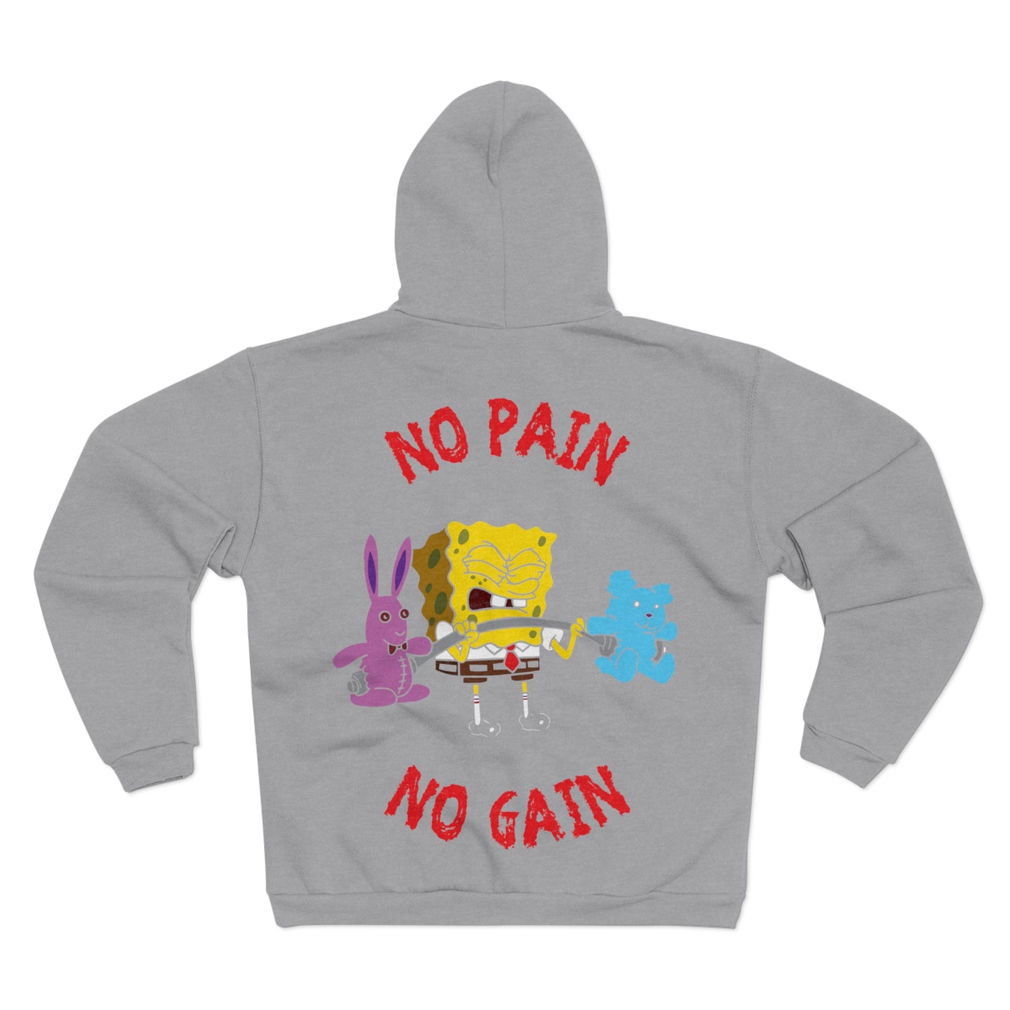 SpongeBob No Pain No Gain Hoodie - Unisex Zip Sweatshirt for Fun & Fitness Lovers