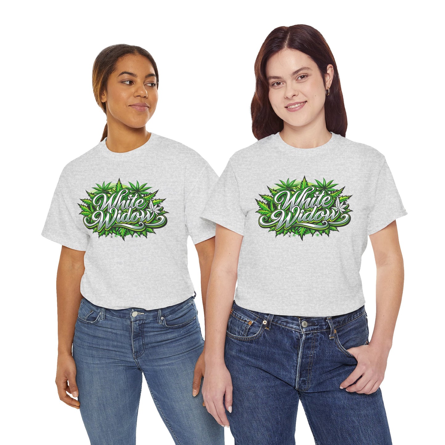 White Widow Graphic Tee — Cannabis Leaf Logo T-Shirt
