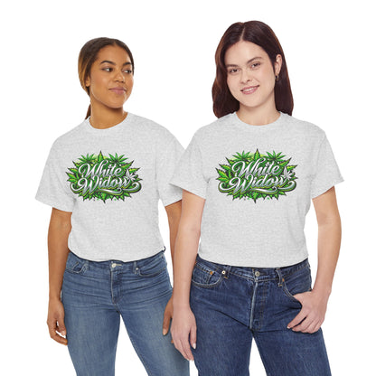 White Widow Graphic Tee — Cannabis Leaf Logo T-Shirt
