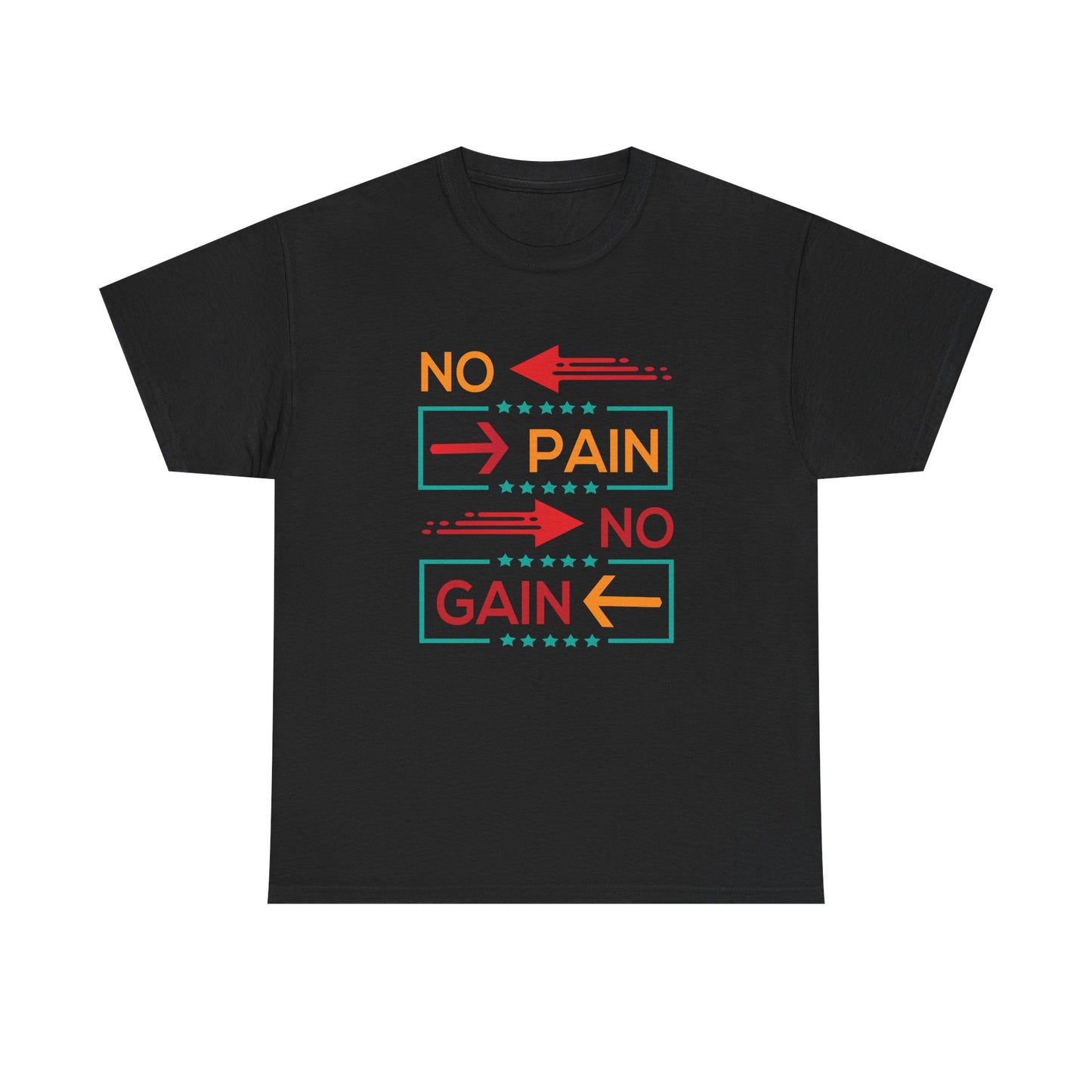 Motivational Unisex Heavy Cotton Tee - 'No Pain No Gain' Gym Shirt