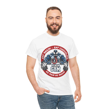 Venom Gym Unisex Heavy Cotton Tee - Eat Brain Eat Chocolate Design White
