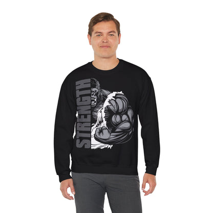Strength Graphic Unisex Crewneck Sweatshirt - Casual & Motivational Wear Black