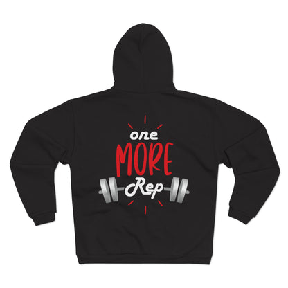 Motivational Gym Zip Sweatshirt for Fitness Enthusiasts - 'One More Rep'
