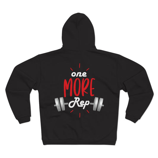 Motivational Gym Zip Sweatshirt for Fitness Enthusiasts - 'One More Rep'