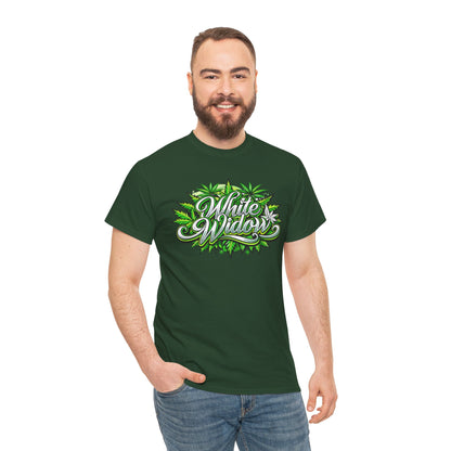 White Widow Graphic Tee — Cannabis Leaf Logo T-Shirt