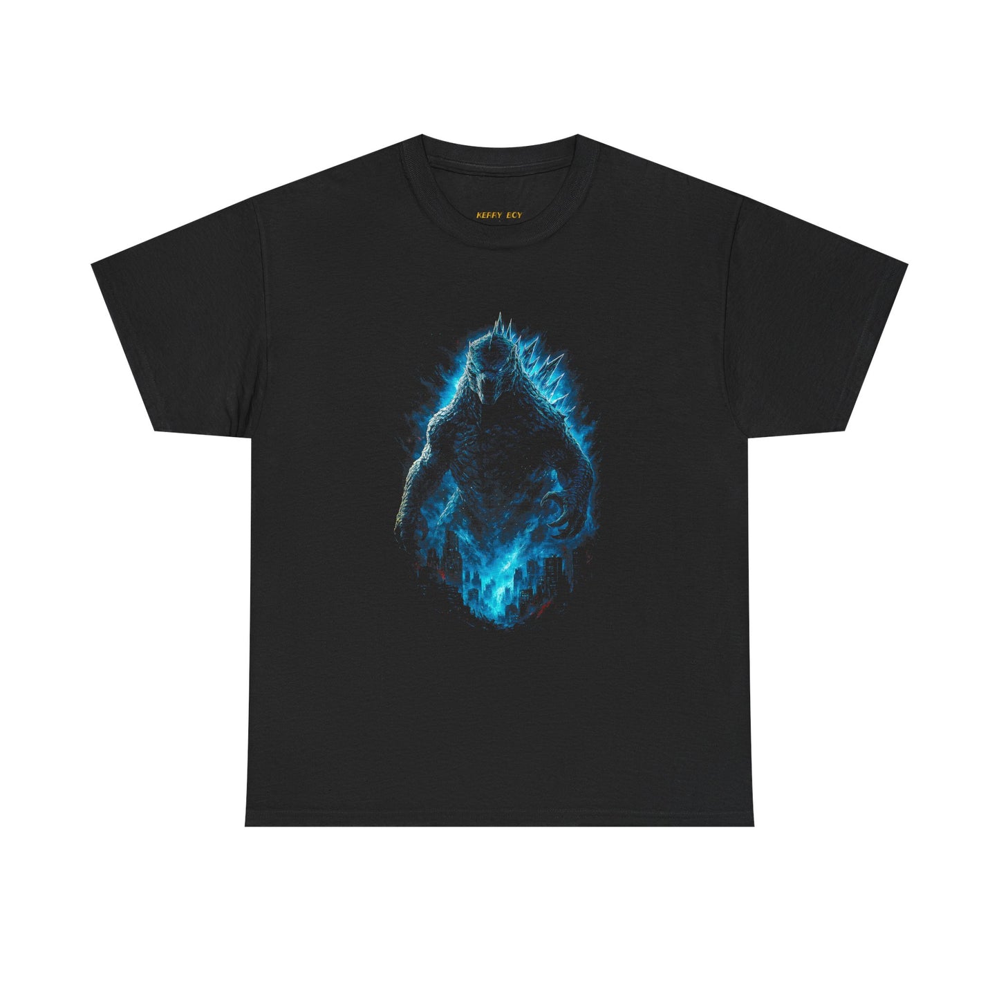 Ghostly Blue Flame T-Shirt — Spectral Hooded Figure Tee