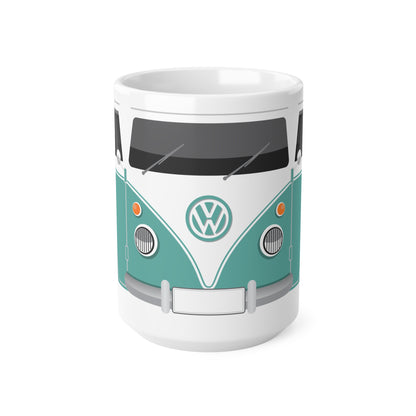 Vintage VW Bus Ceramic Coffee Mug - 11oz & 15oz - Perfect for Auto Enthusiasts Light Blue