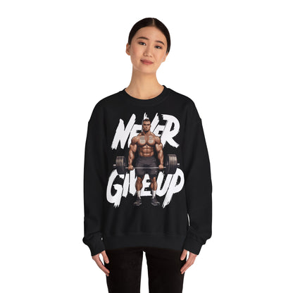 Unisex Heavy Blend™ Crewneck Sweatshirt - 'Never Give Up' Fitness Motivation