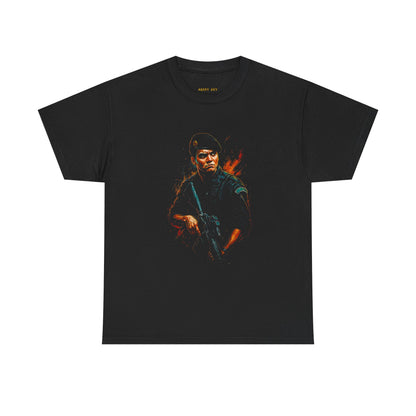 Retro Action Movie Tee — Vintage Gunslinger Graphic T-Shirt
