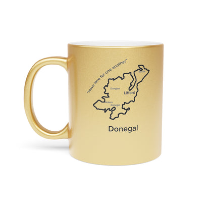 Donegal County Metallic Colour Mug - Silver/Gold - Perfect Gift for Coffee Lovers