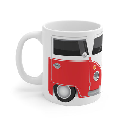 Vintage VW Bus Ceramic Coffee Mug - 11oz & 15oz - Perfect for Auto Enthusiasts Red