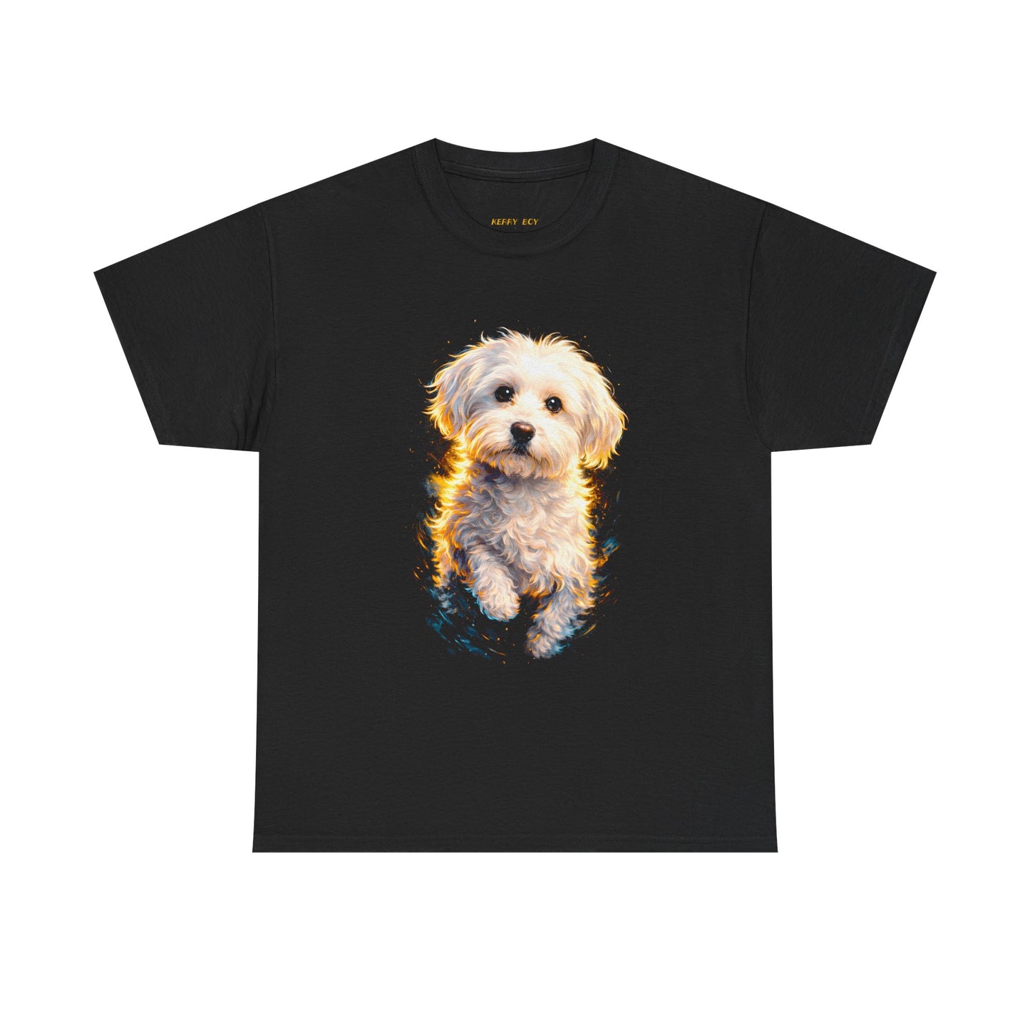 Cute Fluffy Dog T‑Shirt — Golden Glow Maltese Puppy Tee