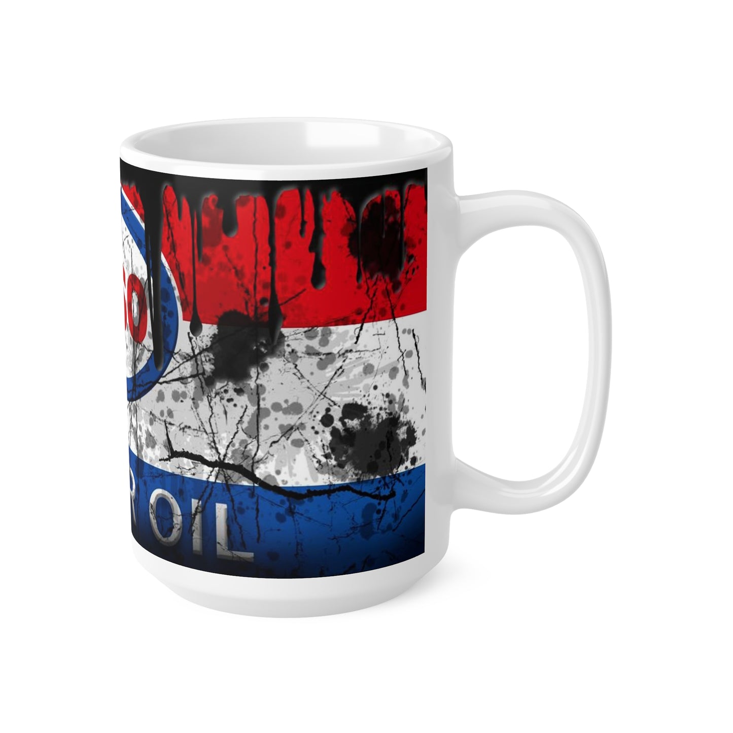 Vintage Esso Motor Oil Ceramic Coffee Cup - Retro Gas Station Style Mug, 11oz & 15oz