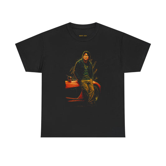 Graphic Tee — Vintage Moody Portrait on Black