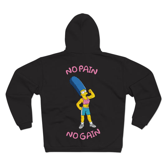 No Pain No Gain Unisex Hooded Zip Sweatshirt - Motivational Gym Wear