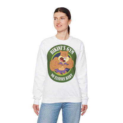 Bikini's Gym No Excuses Unisex Heavy Blend™ Crewneck Sweatshirt for Fitness Enthusiasts