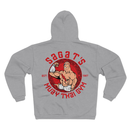 Sagat's Muay Thai Gym Unisex Hooded Zip Sweatshirt - Athletic Style for Fitness Enthusiasts