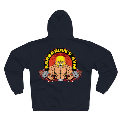 Barbarian's Gym  Unisex Hooded Zip Sweatshirt for Gym Lovers Black