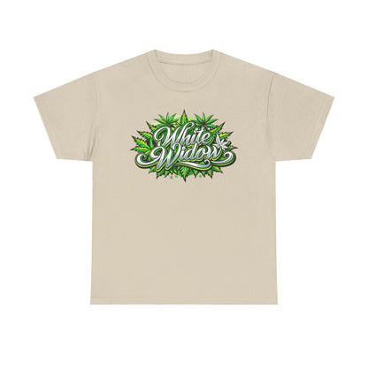 White Widow Graphic Tee — Cannabis Leaf Logo T-Shirt