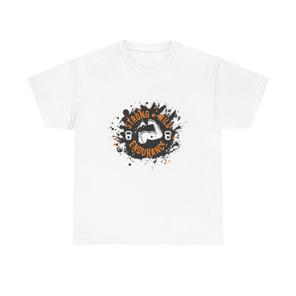 Endurance Strong Unisex Heavy Cotton Tee - Motivational Graphic Shirt for Fitness Enthusiasts
