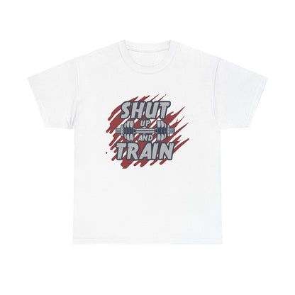 Motivational Workout Tee - 'Shut Up and Train' Unisex Heavy Cotton T-Shirt