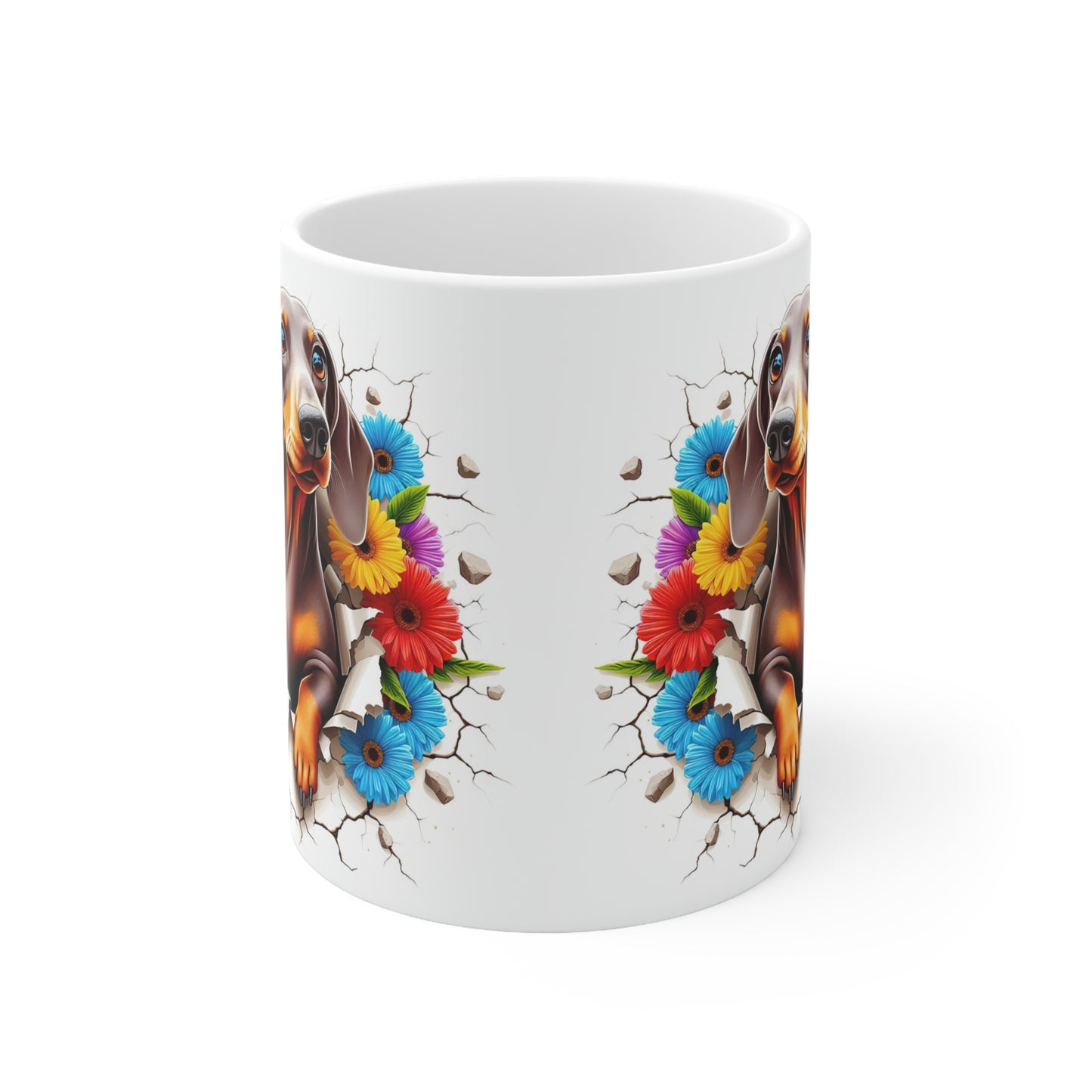 Dachshund Floral Design Coffee Mug - 11oz & 15oz