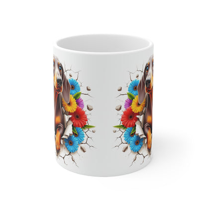 Dachshund Floral Design Coffee Mug - 11oz & 15oz