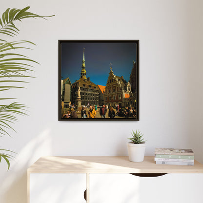 Riga Old Town Matte Canvas, Framed (Multi-color)