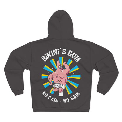 Funny Fitness Hoodie - 'Bikini's Gym - No Pain No Gain'