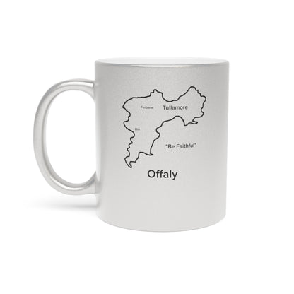 Offaly County Metallic Colour Mug - Silver/Gold - Perfect Gift for Coffee Lovers