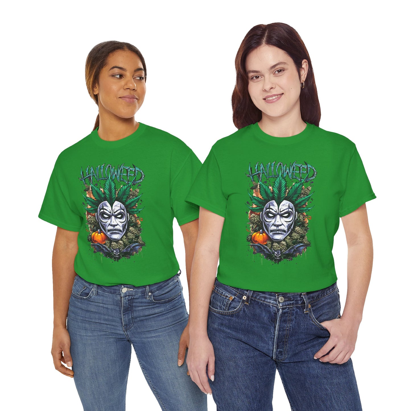 Hallowed Harvest Tee — Halloween Mask & Pumpkin Graphic T-Shirt